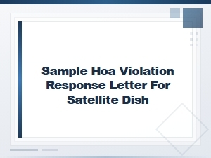 Sample Hoa Violation Response Letter for Satellite Dish